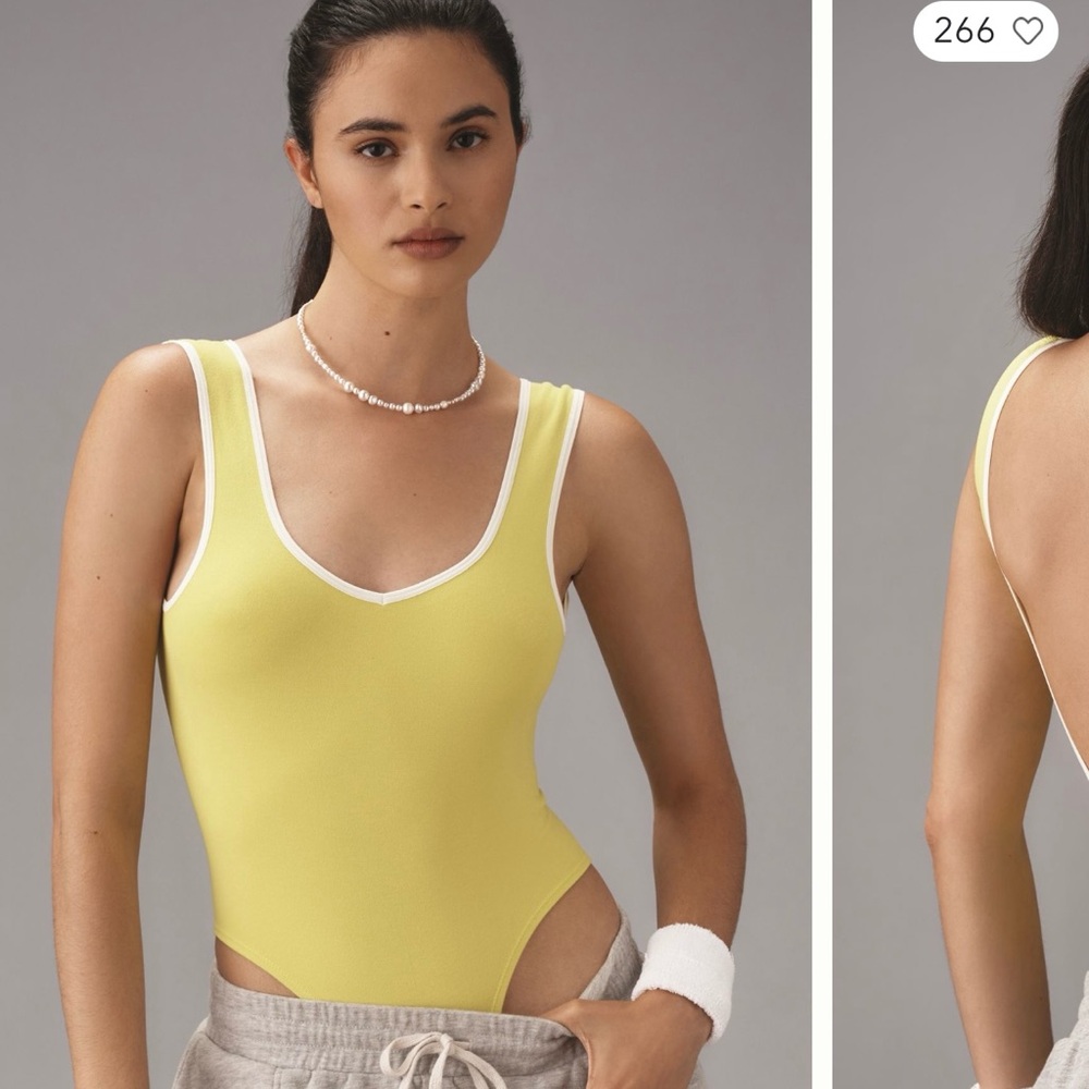Anthropologie Lime Bodysuit with White Accents